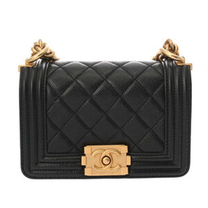 CHANEL Boy Chanel 15 Mini Black A67364 Women's Caviar Leather Chain Wallet, A...